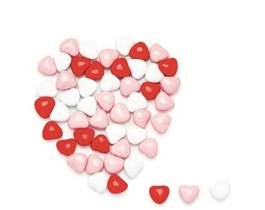 CORAZON RECUBIERTO DE CHOCOLATE ROJO/ROSADO/BLANCO